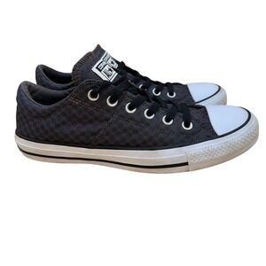 Converse Black/Charcoal Grey Checkered Textured Canvas Sneakers, Women's 9, EUC